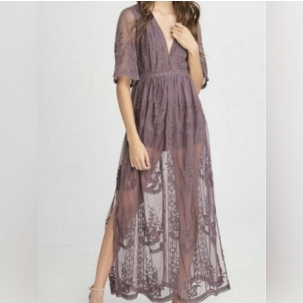 Lace Romper Maxi Dress.  Size L